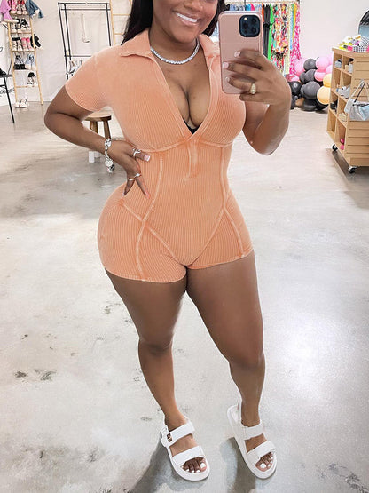 Ribbed Washed Romper