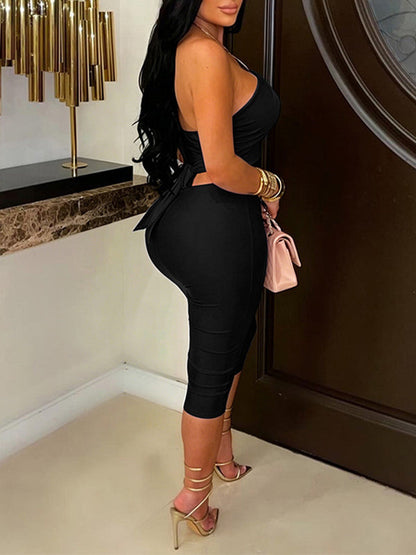 Cutout Halter Top & Capri Pants Set