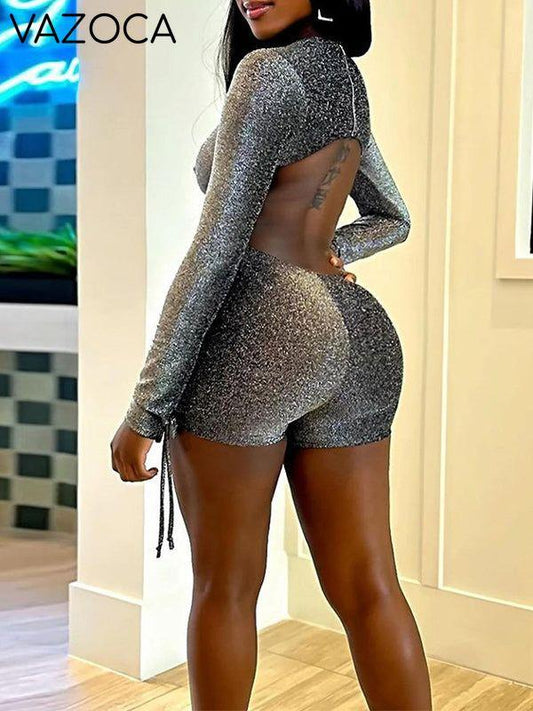 Shimmer Open-Back Romper