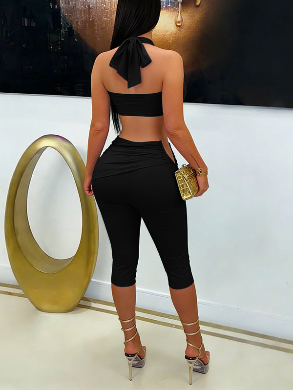 Halter Bandeau Top & & Capri Pants Set
