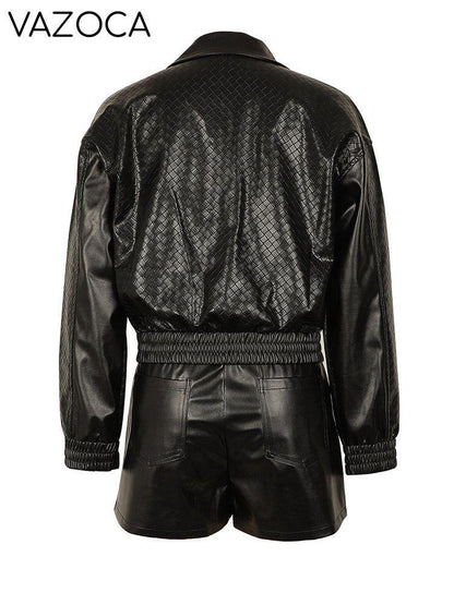 Leather Braid Jacket & Shorts Set