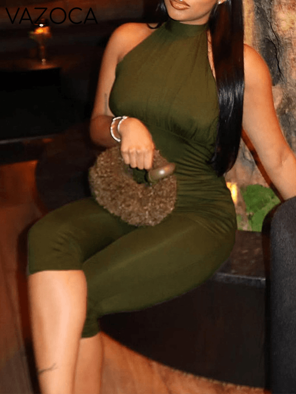Solid Halter Skinny Jumpsuit