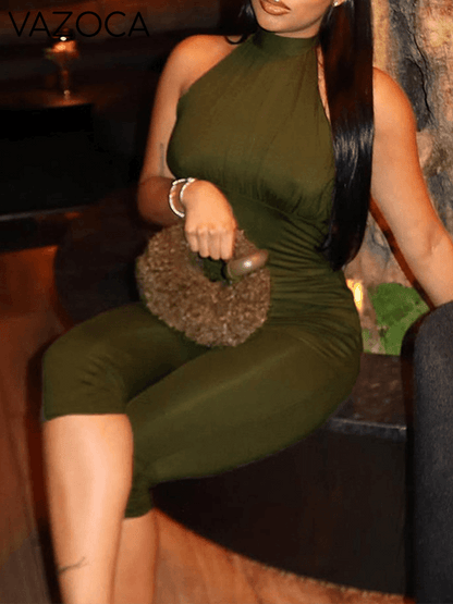 Solid Halter Skinny Jumpsuit