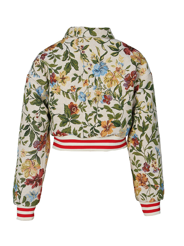 Floral Jacquard Varsity Jacket