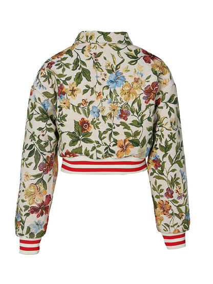 Floral Jacquard Varsity Jacket
