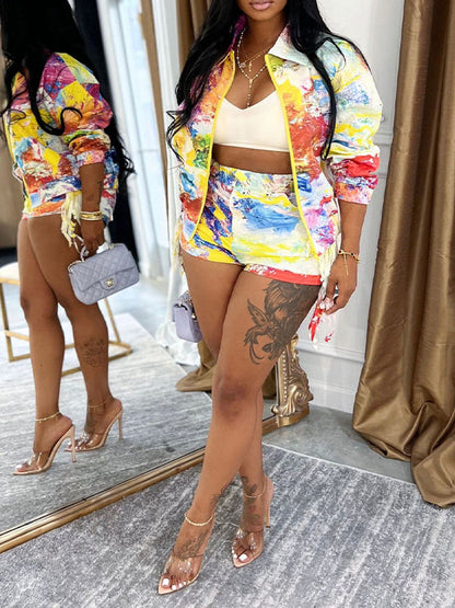 Morchique Printed Jacket & Shorts Set