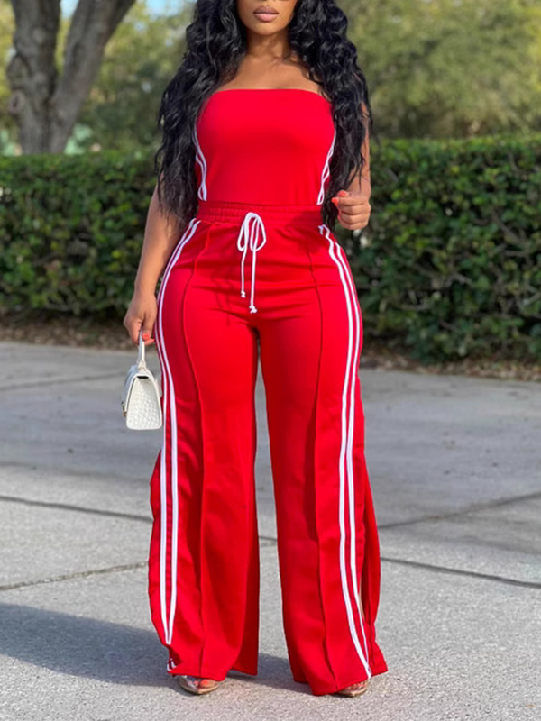 Side-Stripe Tube Top & Pants Set