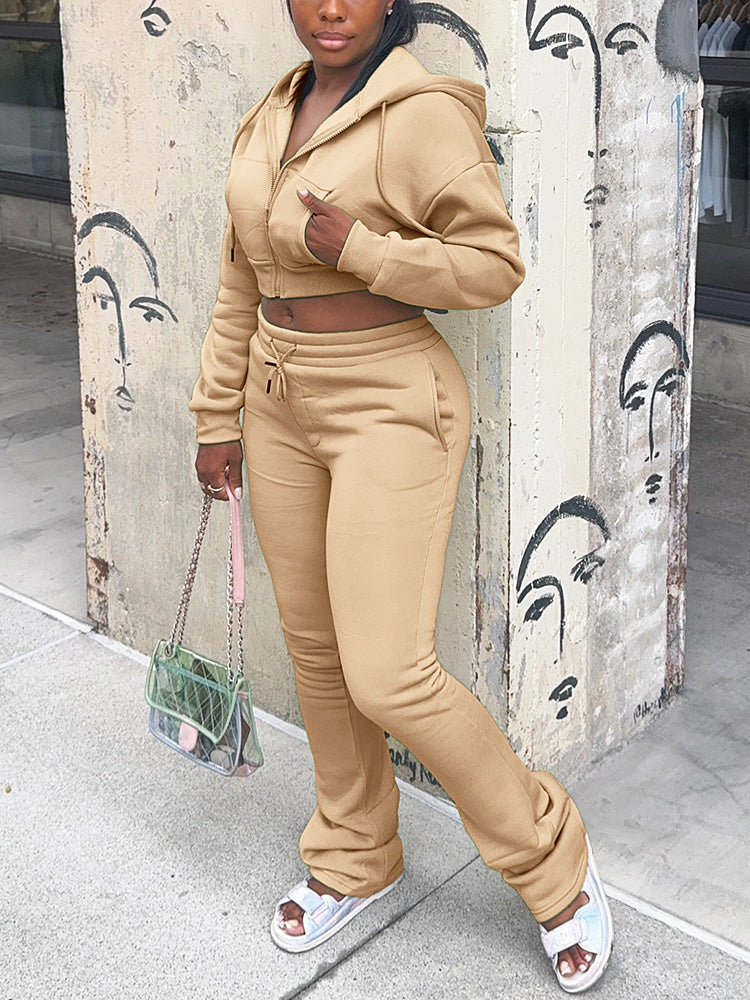 Basic Hoodie Extended Pants Set