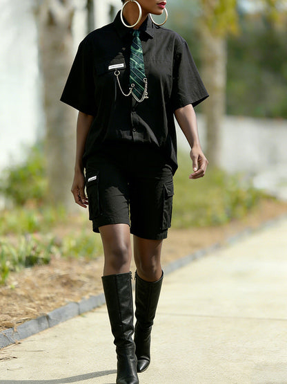 Short-Sleeve Shirt with Necktie