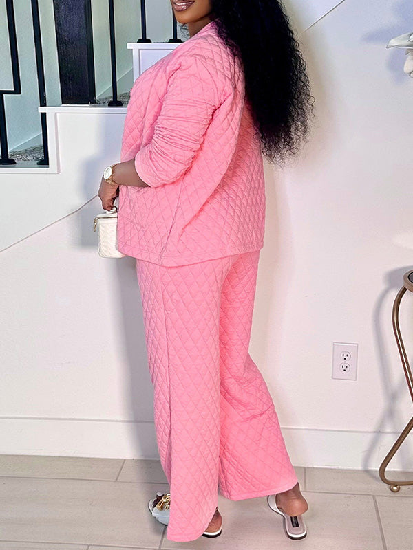 Button-Front Jacket & Pants Set