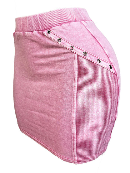 Washed Hoodie Top & Mini Skirt Set