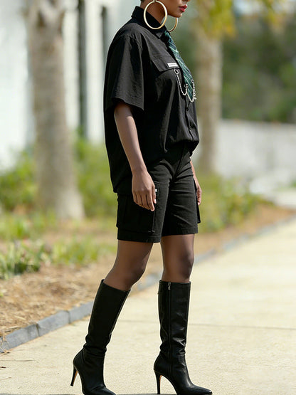 Short-Sleeve Shirt with Necktie