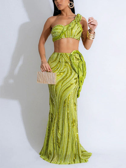 Glam Sequin Skirt Set