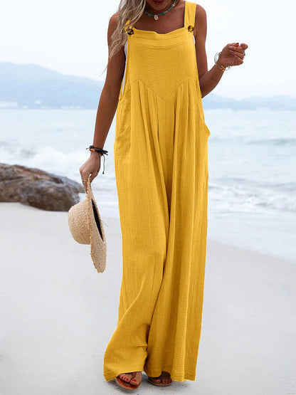 Cotton Linen Loose Overalls