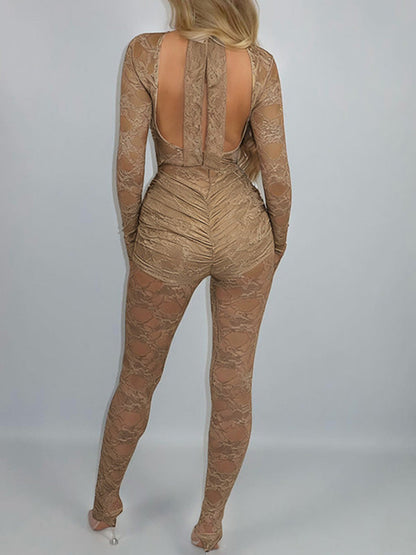 Solid Tied Lace Jumpsuit