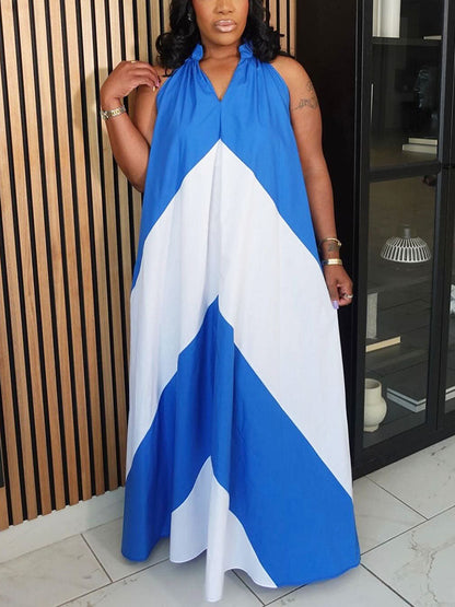 Vacation Color Block Maxi Dress