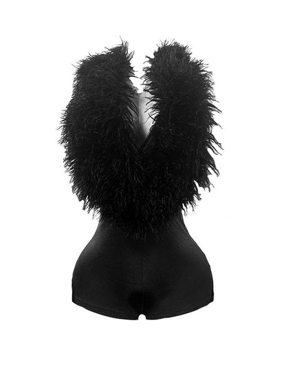 Feather-Trimmed Romper