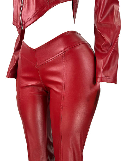 Leather Biker Jacket & Pants Set