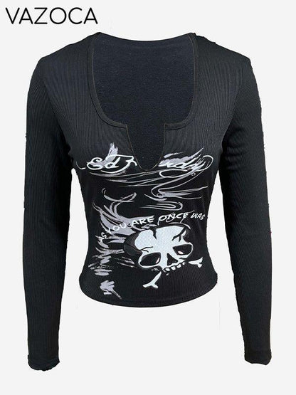 Printed V-Neck Tee