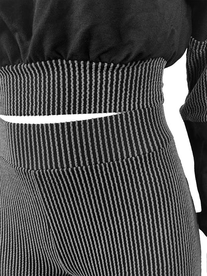 Textured Hooded Top & Flared Pants Set