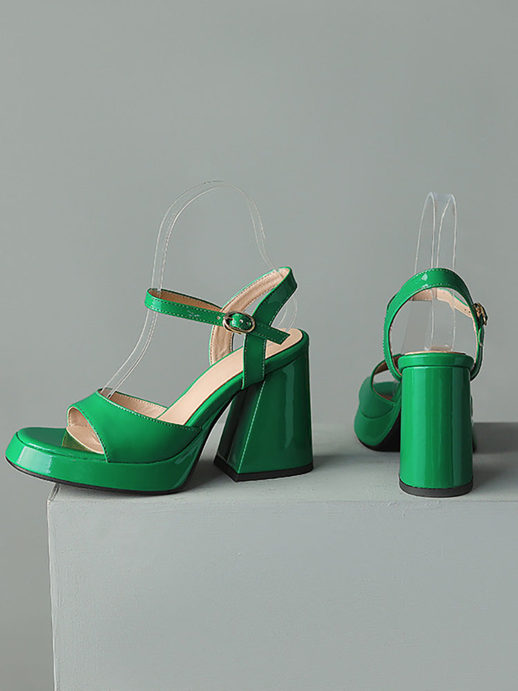 Leather Chunky Heel Sandals