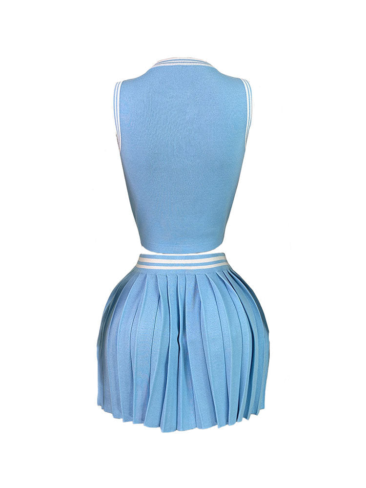 Crop Top & Pleated Tennis Skirt Set