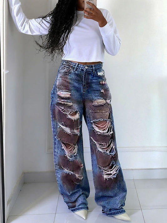 Ripped Tie-Dye Jeans