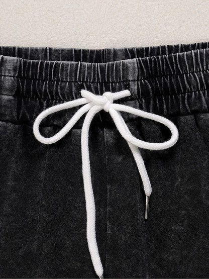 Washed Crop Hoodie & Wide Pants Set