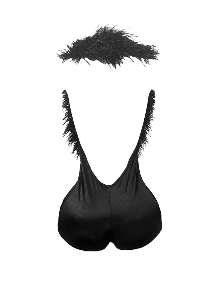 Feather-Trimmed Romper