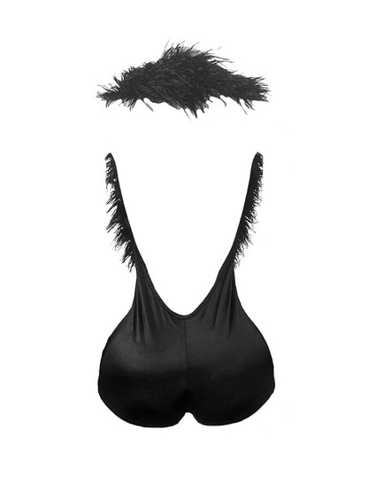 Feather-Trimmed Romper