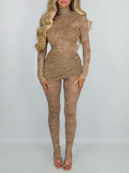 Solid Tied Lace Jumpsuit