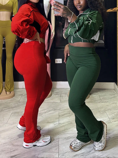 Vibrant Jacket & Flared Pants Set