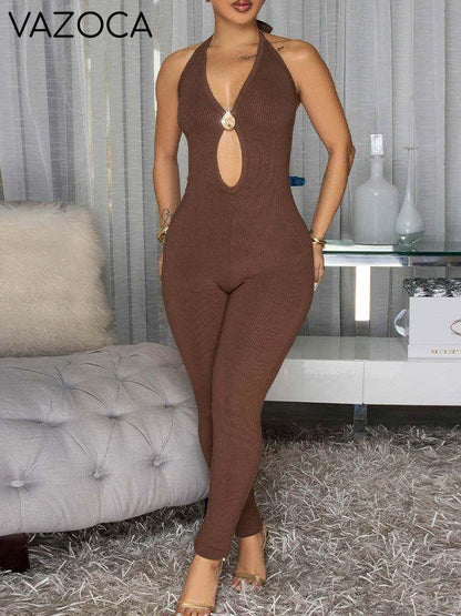 Cutout Halter Skinny Jumpsuit