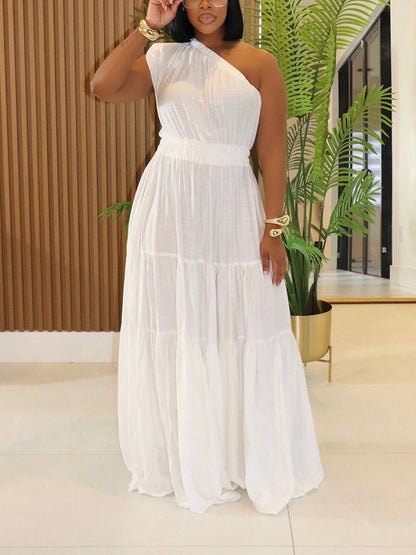 One-Shoulder Ruffle Tier Dress