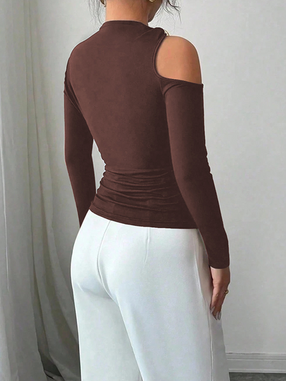 Solid Cold-Shoulder Tee