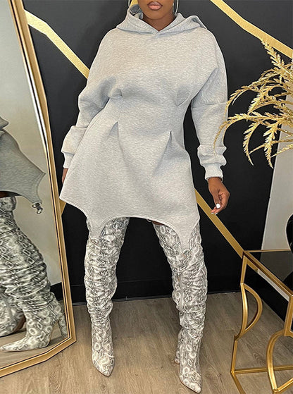 Solid Hoodie Dress
