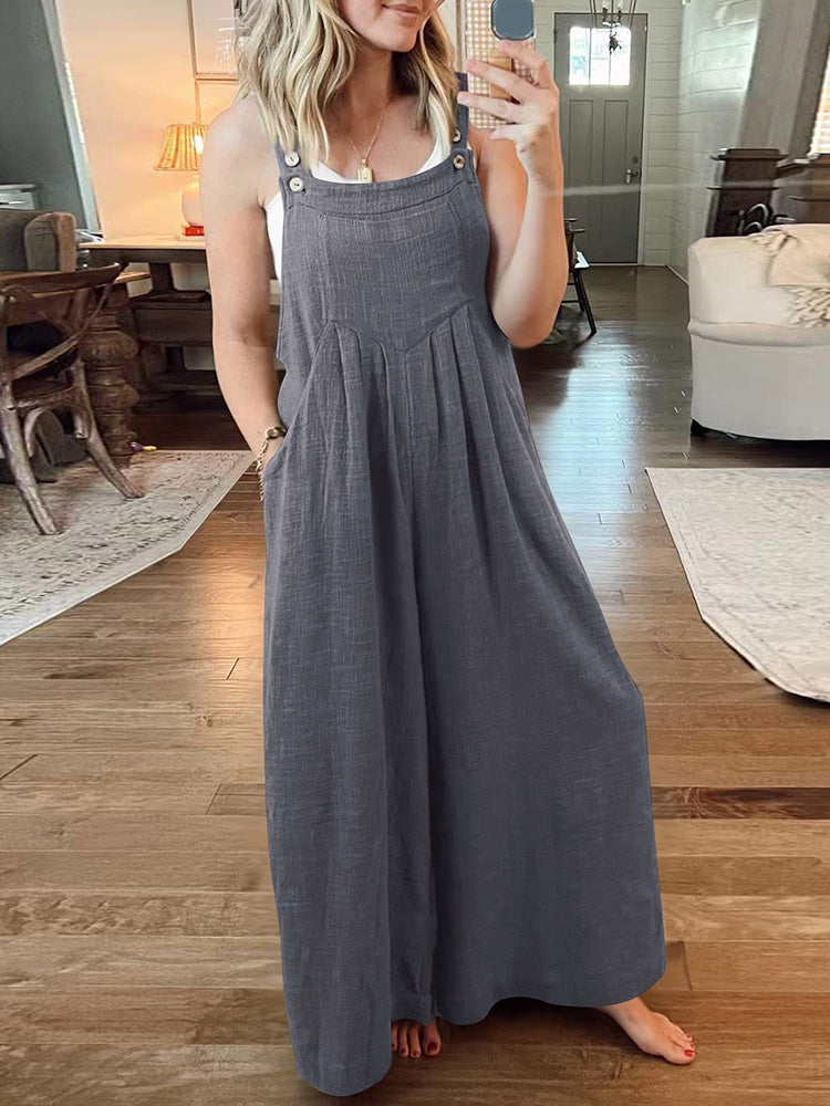 Cotton Linen Loose Overalls