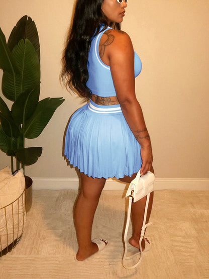Crop Top & Pleated Tennis Skirt Set