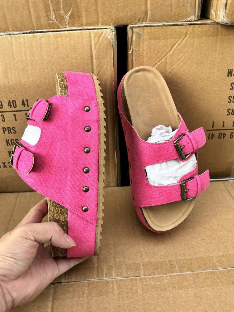 Double Buckle Strap Platform Sandals