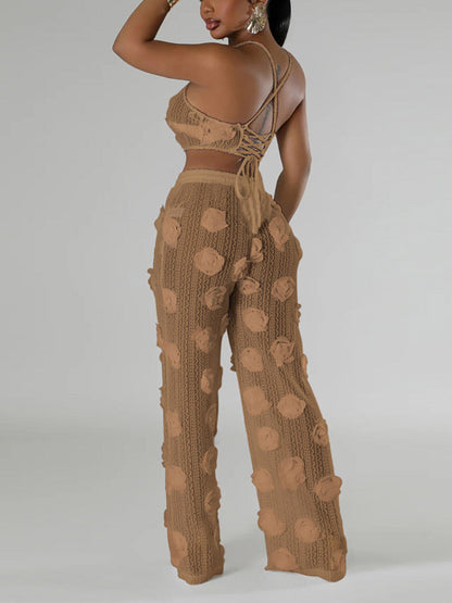 Floral Halter Top & Wide Pants Set