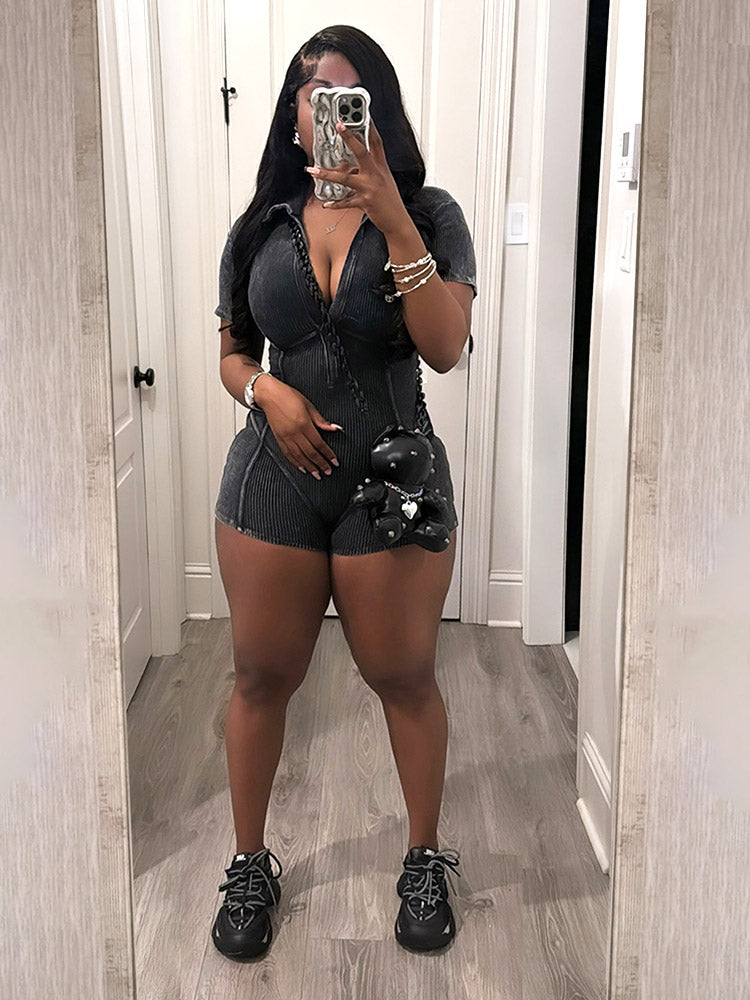 Ribbed Washed Romper