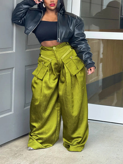Cargo Pocket Wide Leg Pants