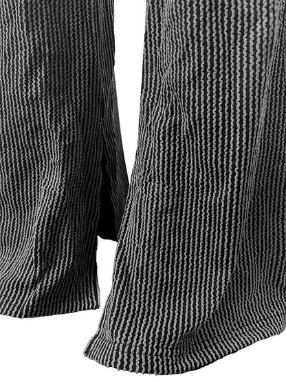 Textured Hooded Top & Flared Pants Set