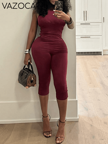 Solid Halter Skinny Jumpsuit