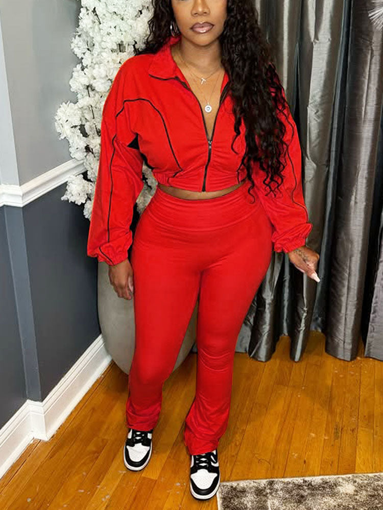 Vibrant Jacket & Flared Pants Set