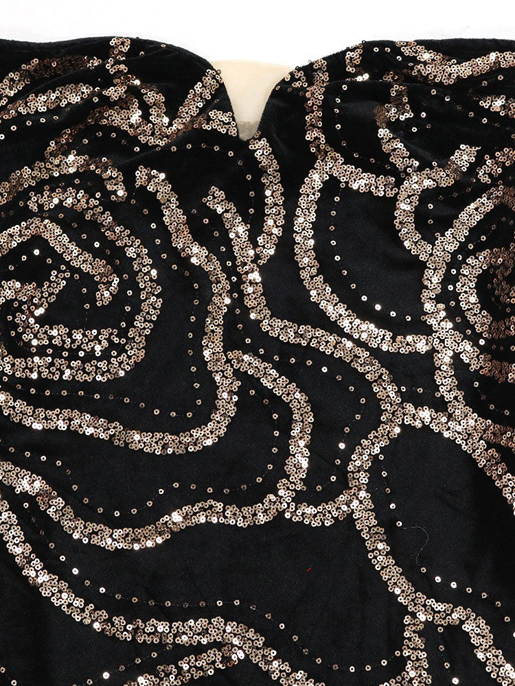 Sequin Strapless Evening Gown