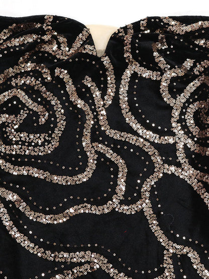 Sequin Strapless Evening Gown