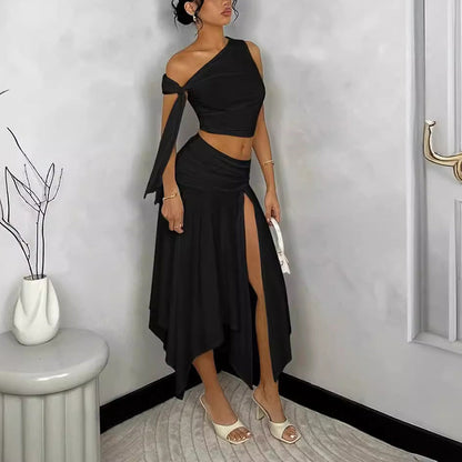 One Shoulder Top & Split Skirt