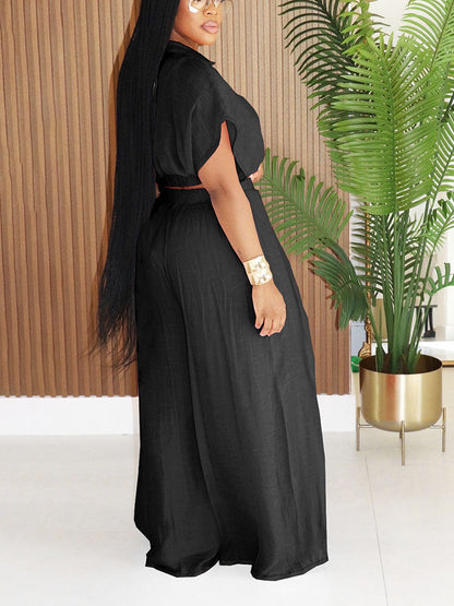 Breeze Cropped Top & Wide Pants Set