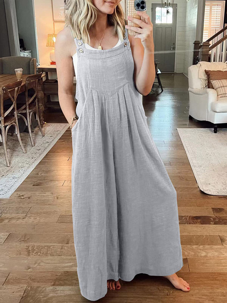 Cotton Linen Loose Overalls